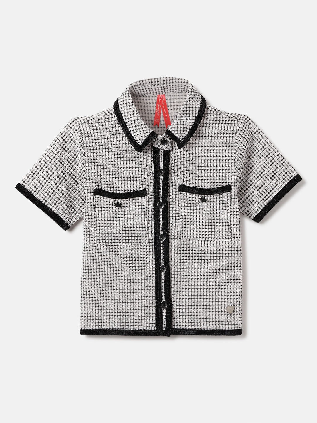 Blue Giraffe Kids Black Milange Collar Top