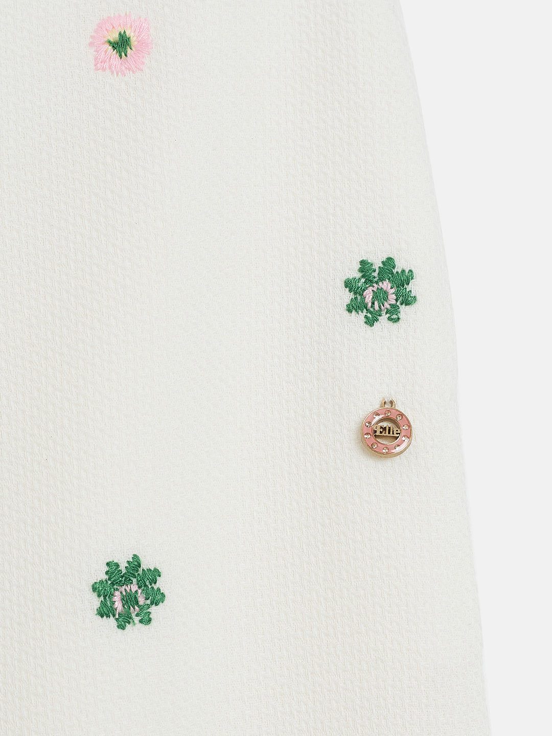 Elle Kids White Wide Leg Solid Trouser