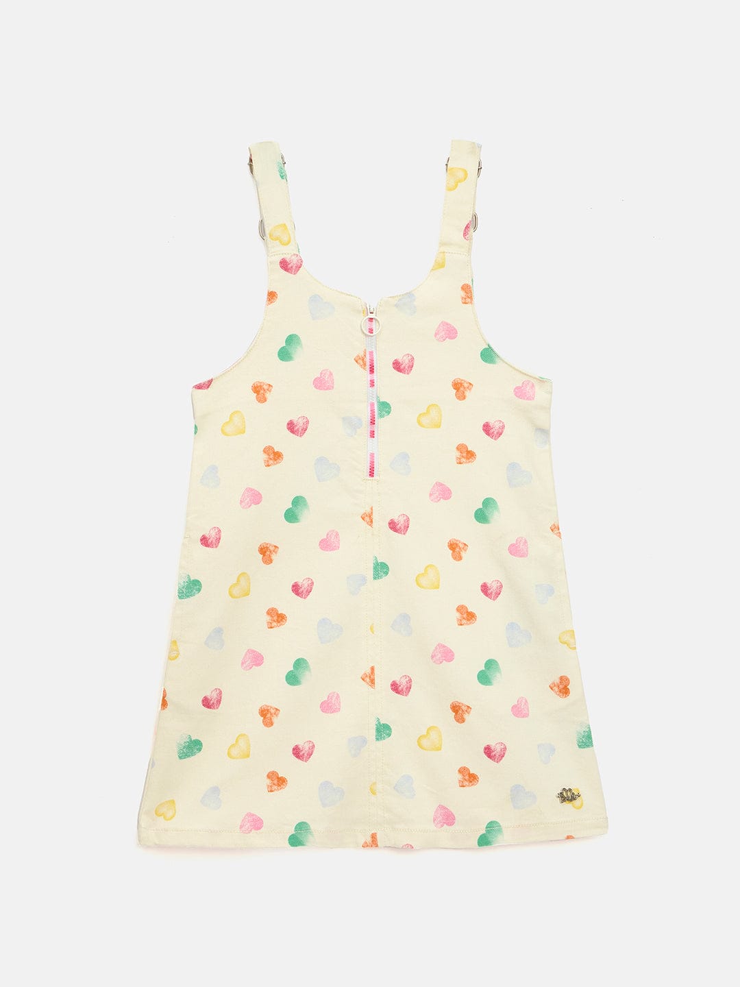 Elle Kids Cream Printed Round Neck Dress