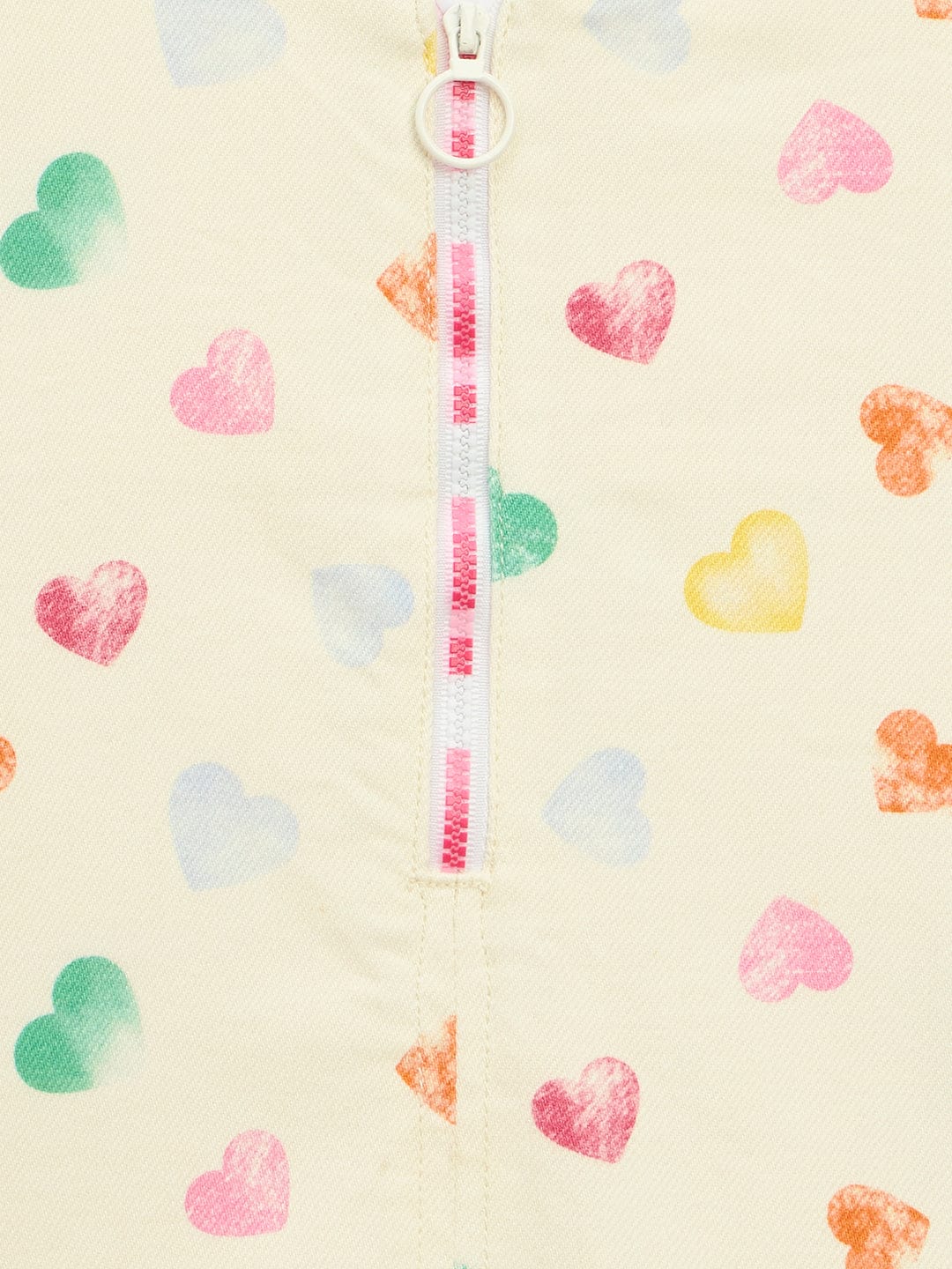 Elle Kids Cream Printed Round Neck Dress