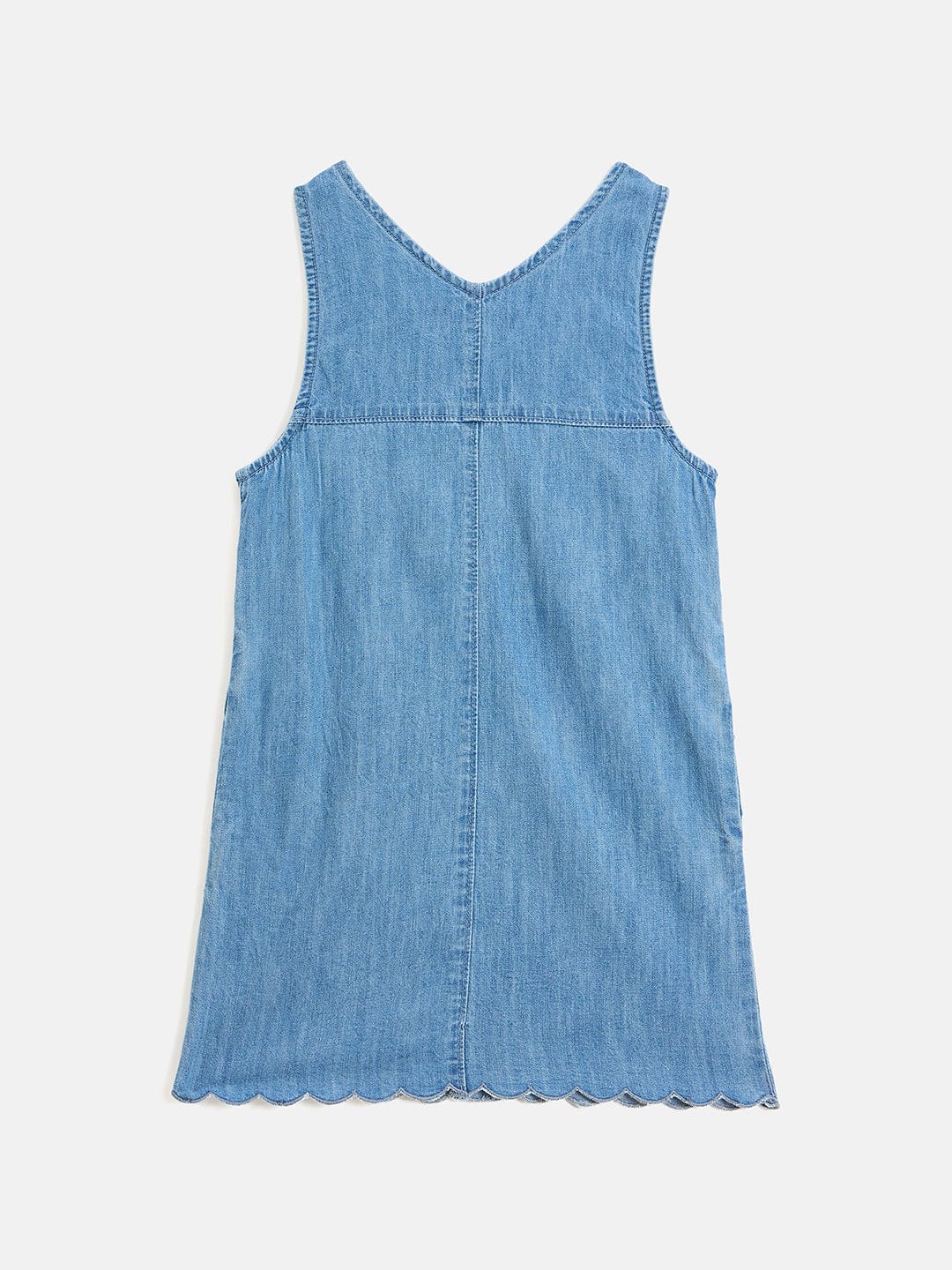 Elle Kids Blue Solid V Neck Dress