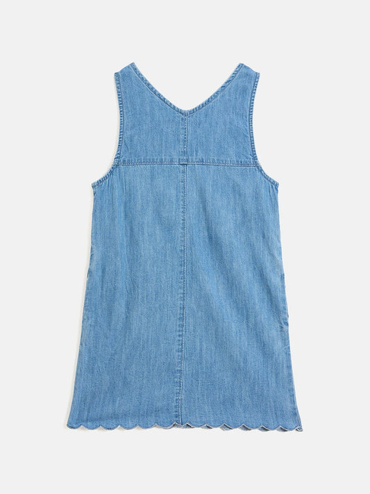 Elle Kids Blue Solid V Neck Dress