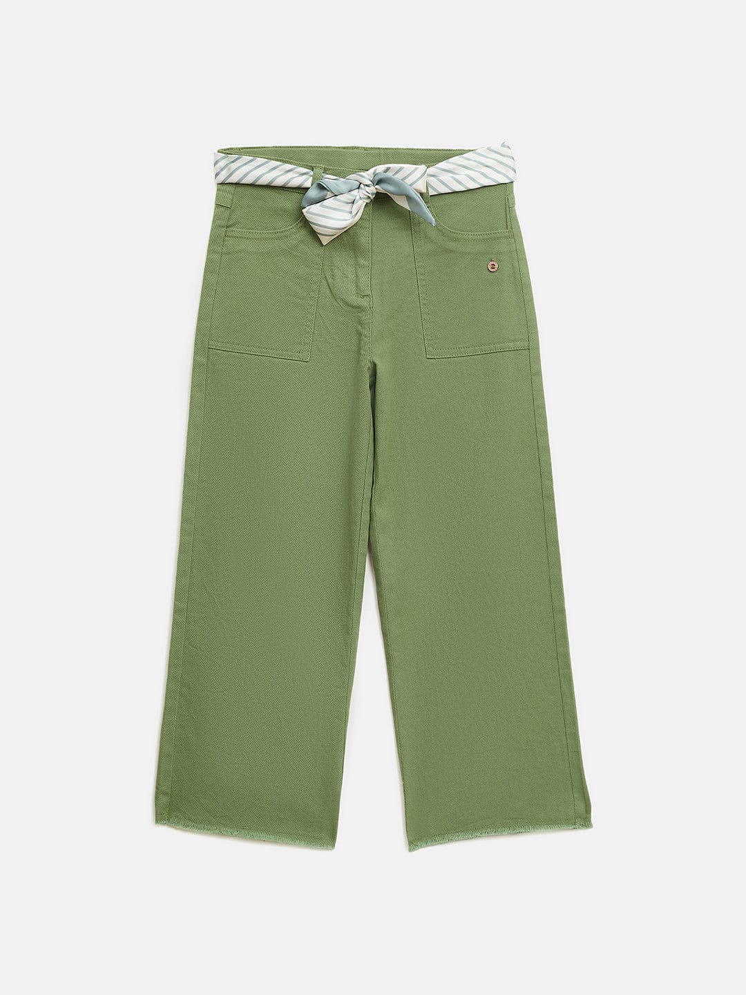 Elle Kids Green Wide Leg Solid Trouser