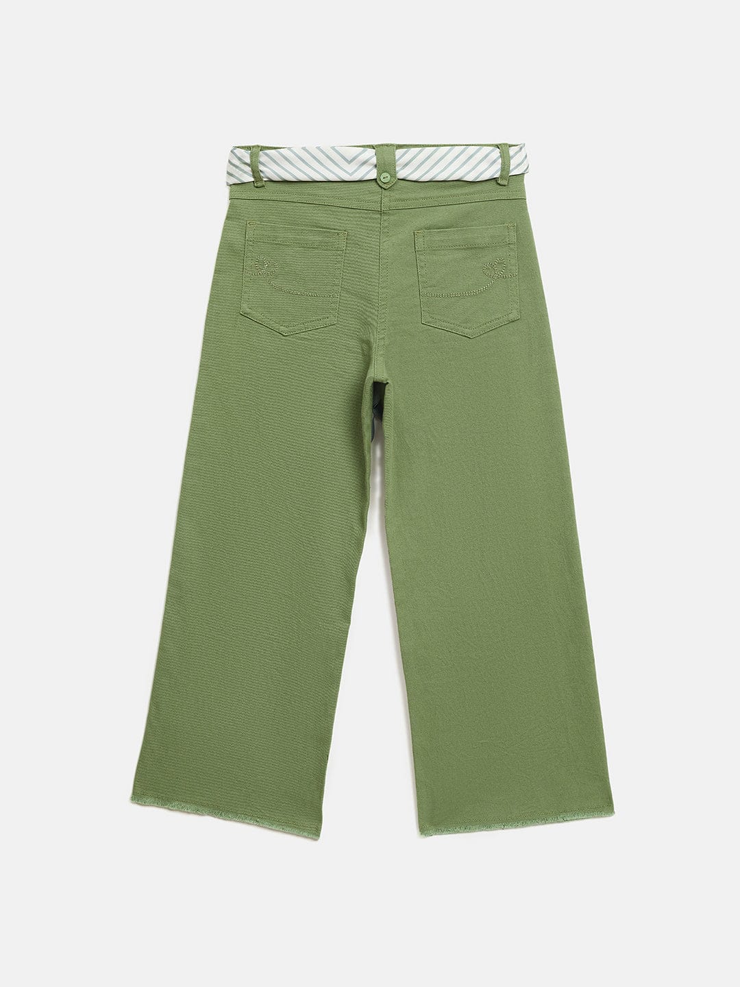 Elle Kids Green Wide Leg Solid Trouser