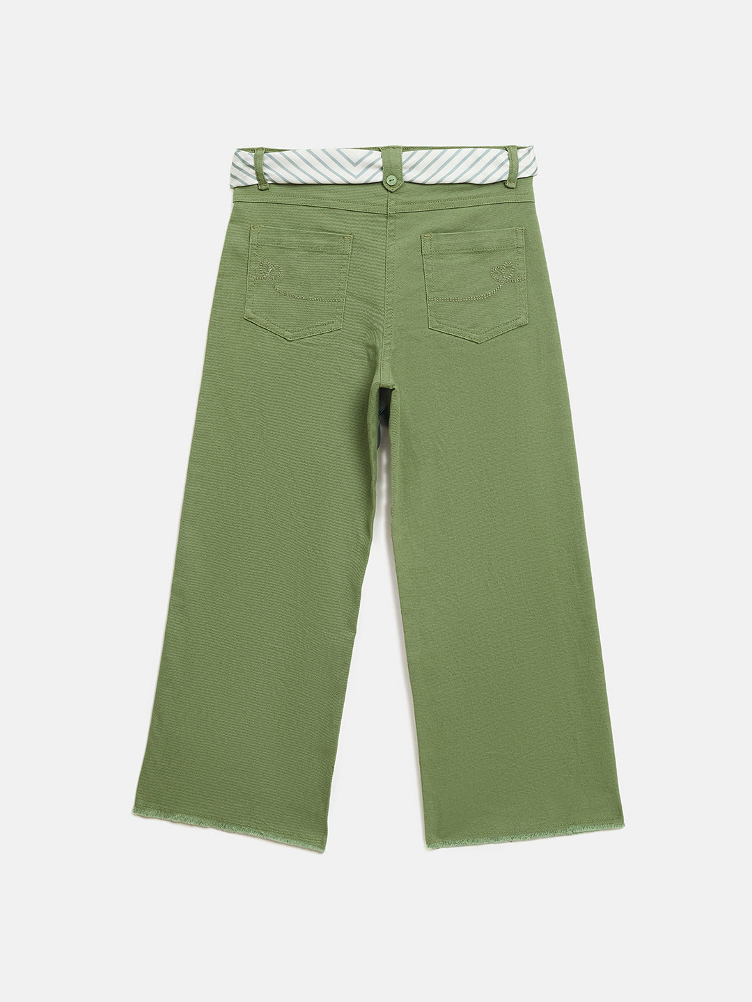 Elle Kids Green Wide Leg Solid Trouser