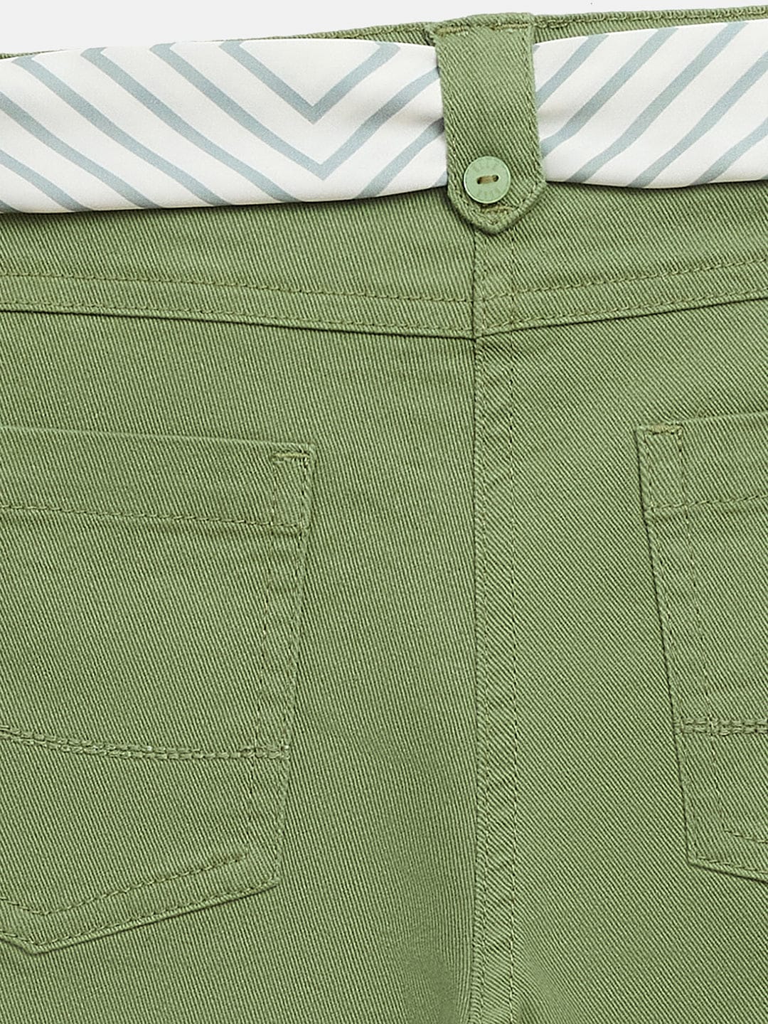 Elle Kids Green Wide Leg Solid Trouser