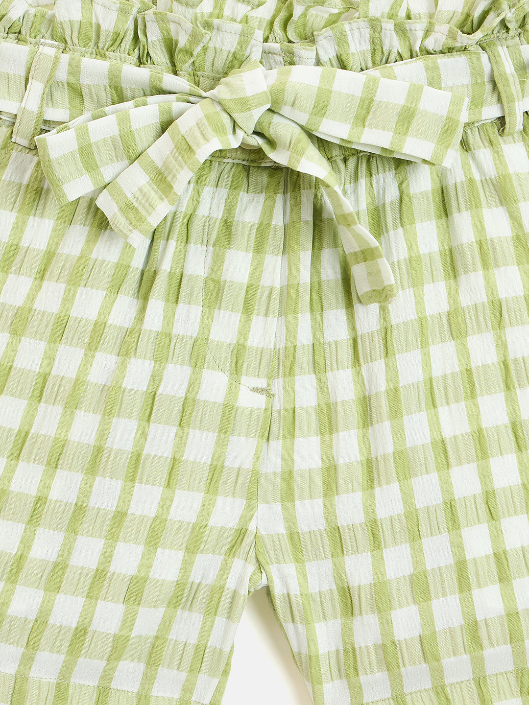 Elle Kids Green Relaxed Fit Checks Shorts