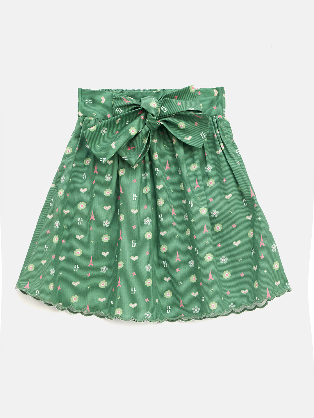 Elle Kids Green A Line Printed Skirt