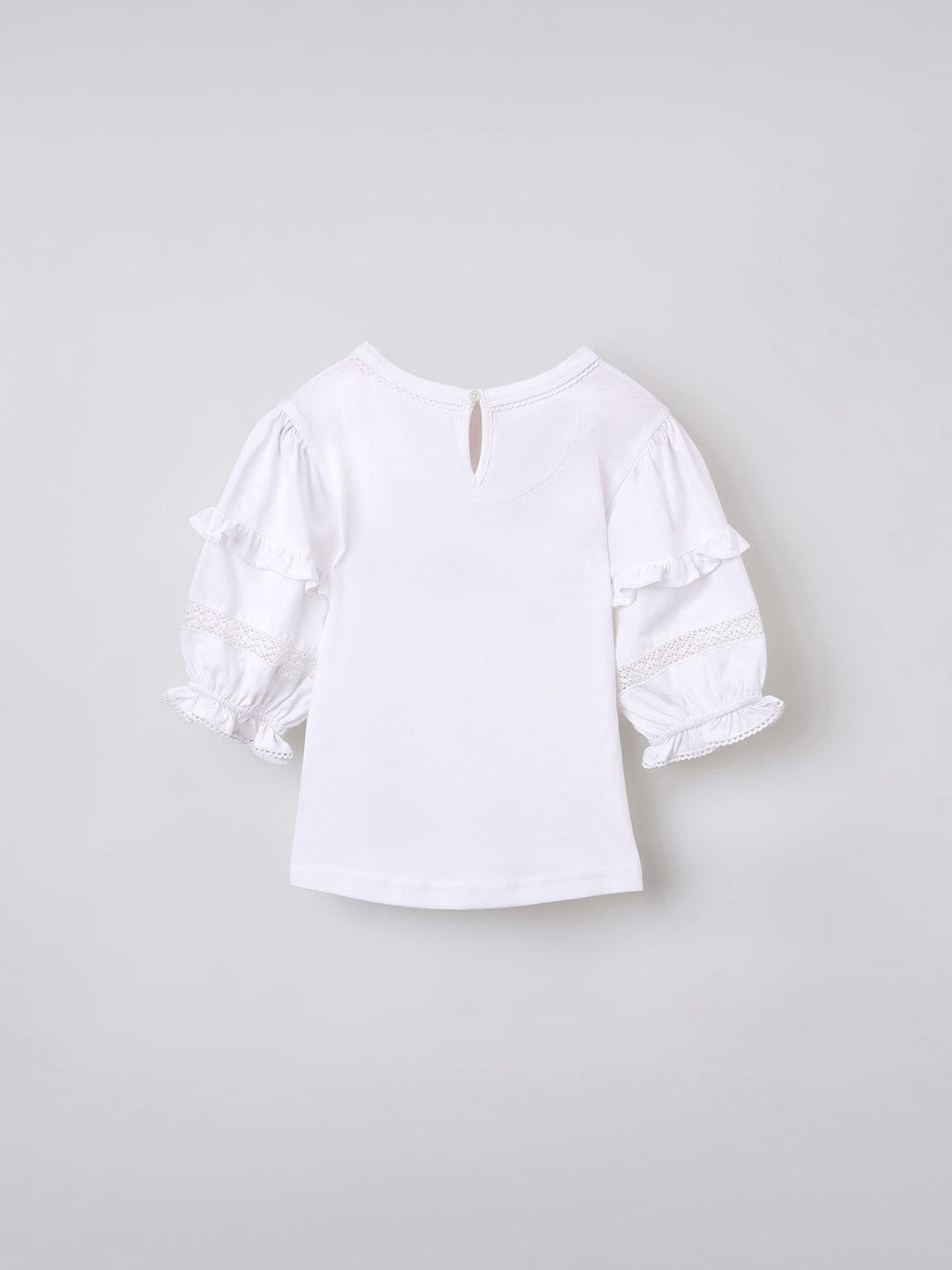 Elle Kids White Solid Round Neck Tshirt