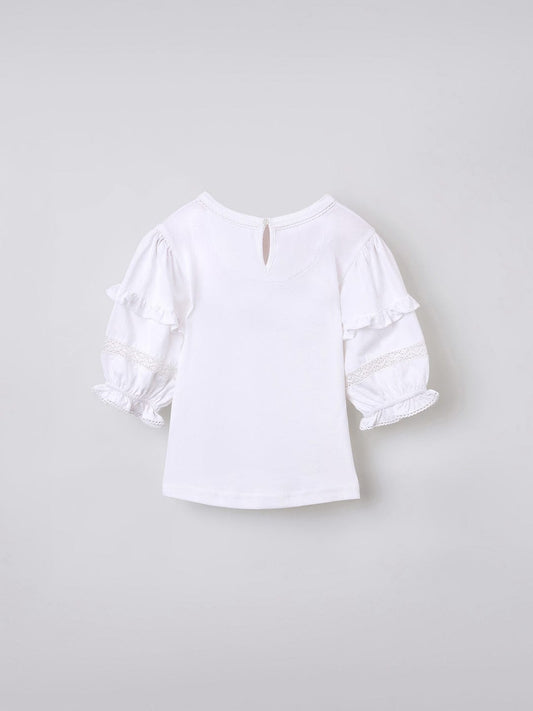 Elle Kids White Solid Round Neck Tshirt