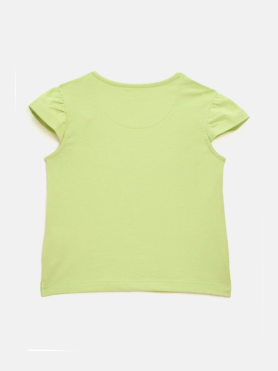 Elle Kids Green Solid Round Neck Tshirt