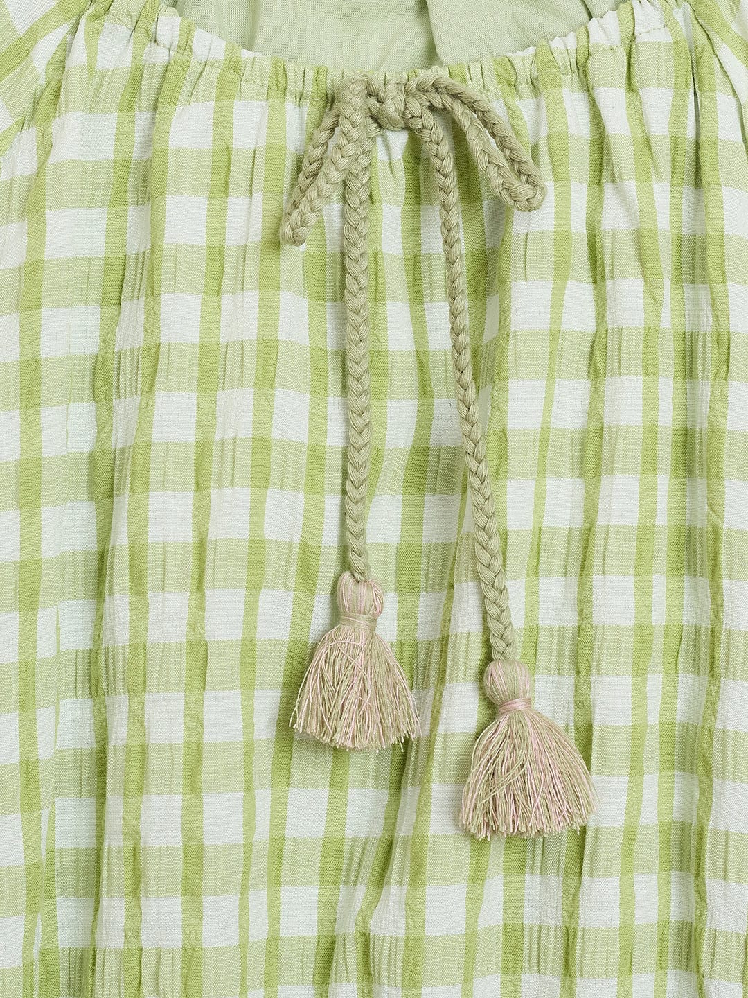 Elle Kids Green Yarn Dyed Round Neck Top