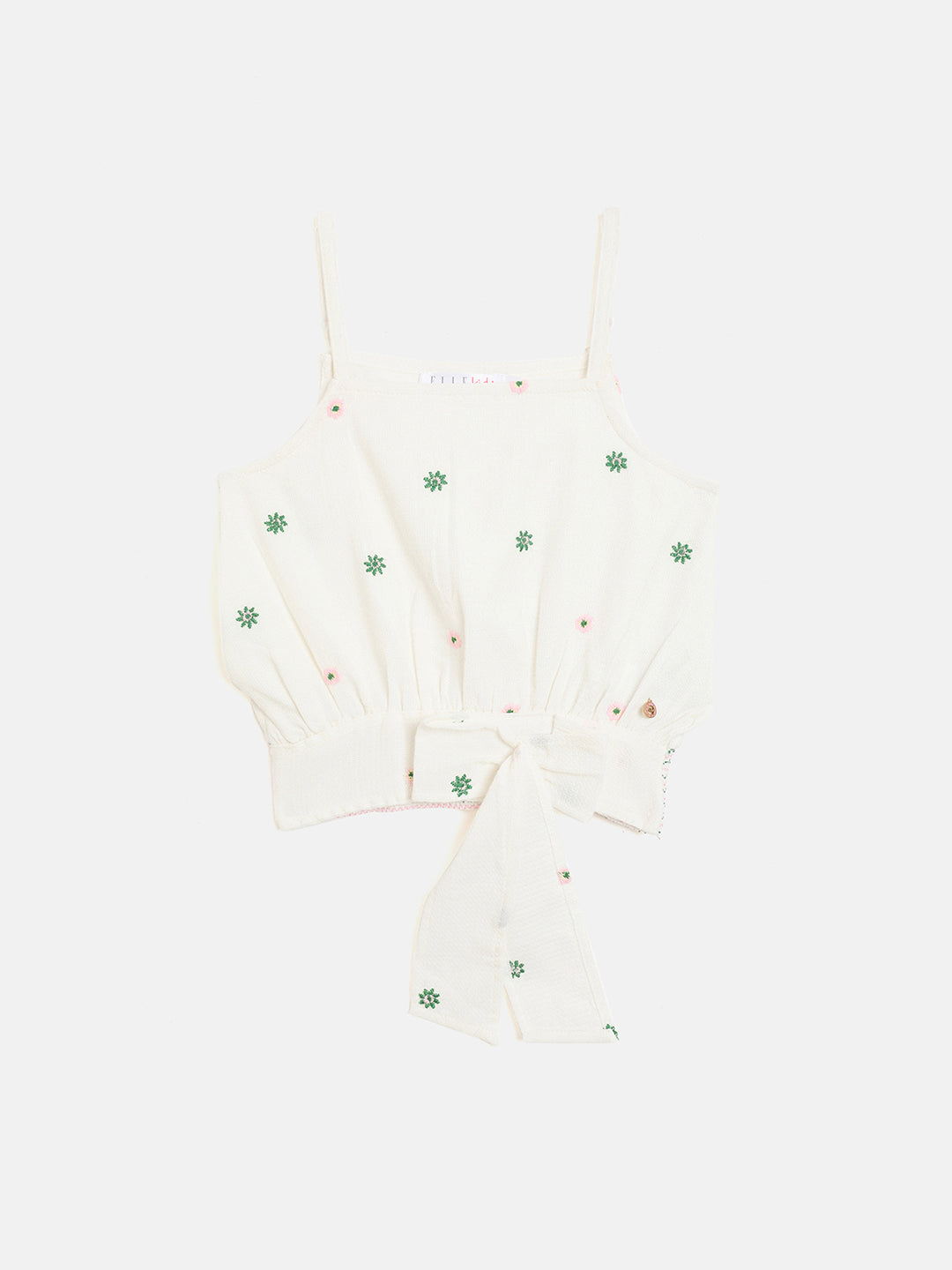 Elle Kids White Solid Square Neck Top