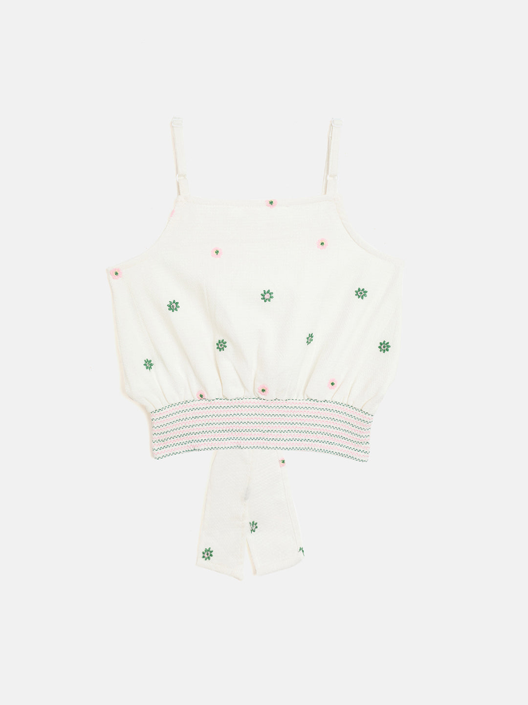 Elle Kids White Solid Square Neck Top