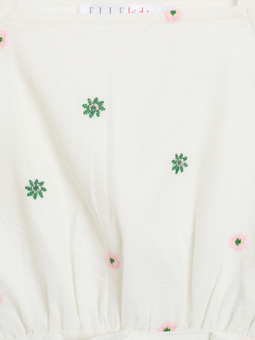 Elle Kids White Solid Square Neck Top