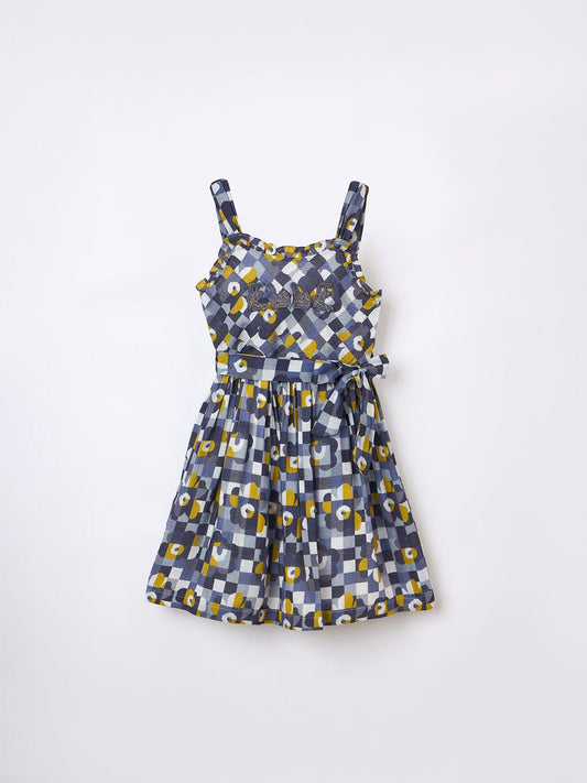Elle Kids Black Printed Round Neck Dress
