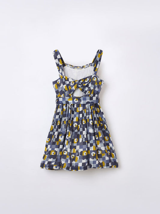 Elle Kids Black Printed Round Neck Dress