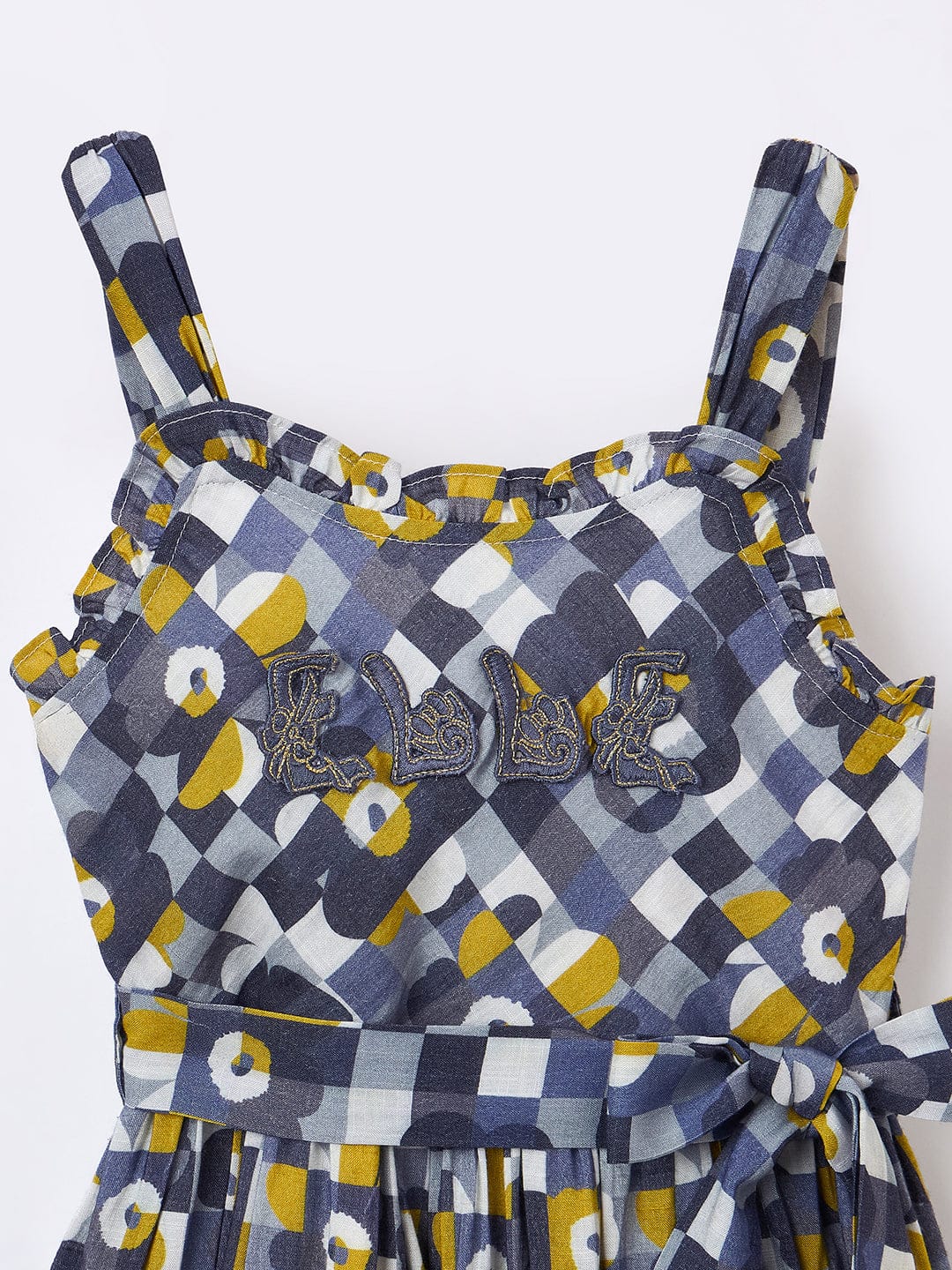 Elle Kids Black Printed Round Neck Dress