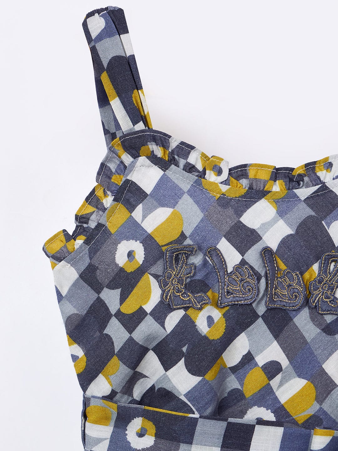 Elle Kids Black Printed Round Neck Dress