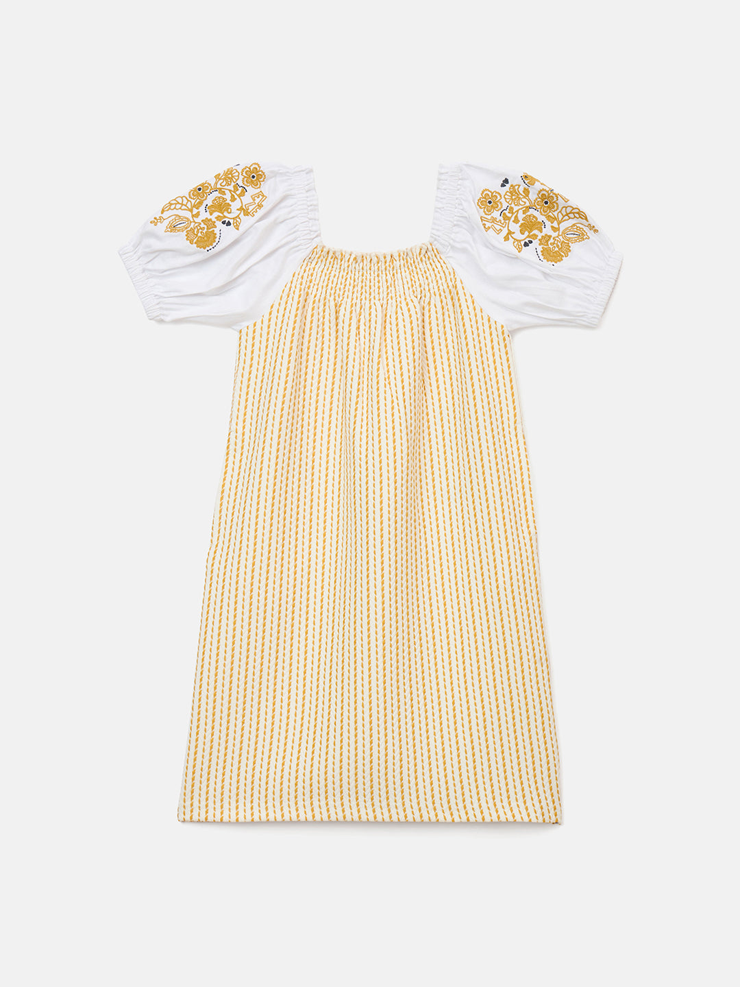 Elle Kids Yellow Printed Round Neck Dress