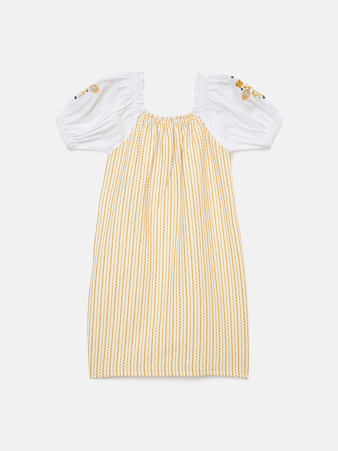 Elle Kids Yellow Printed Round Neck Dress