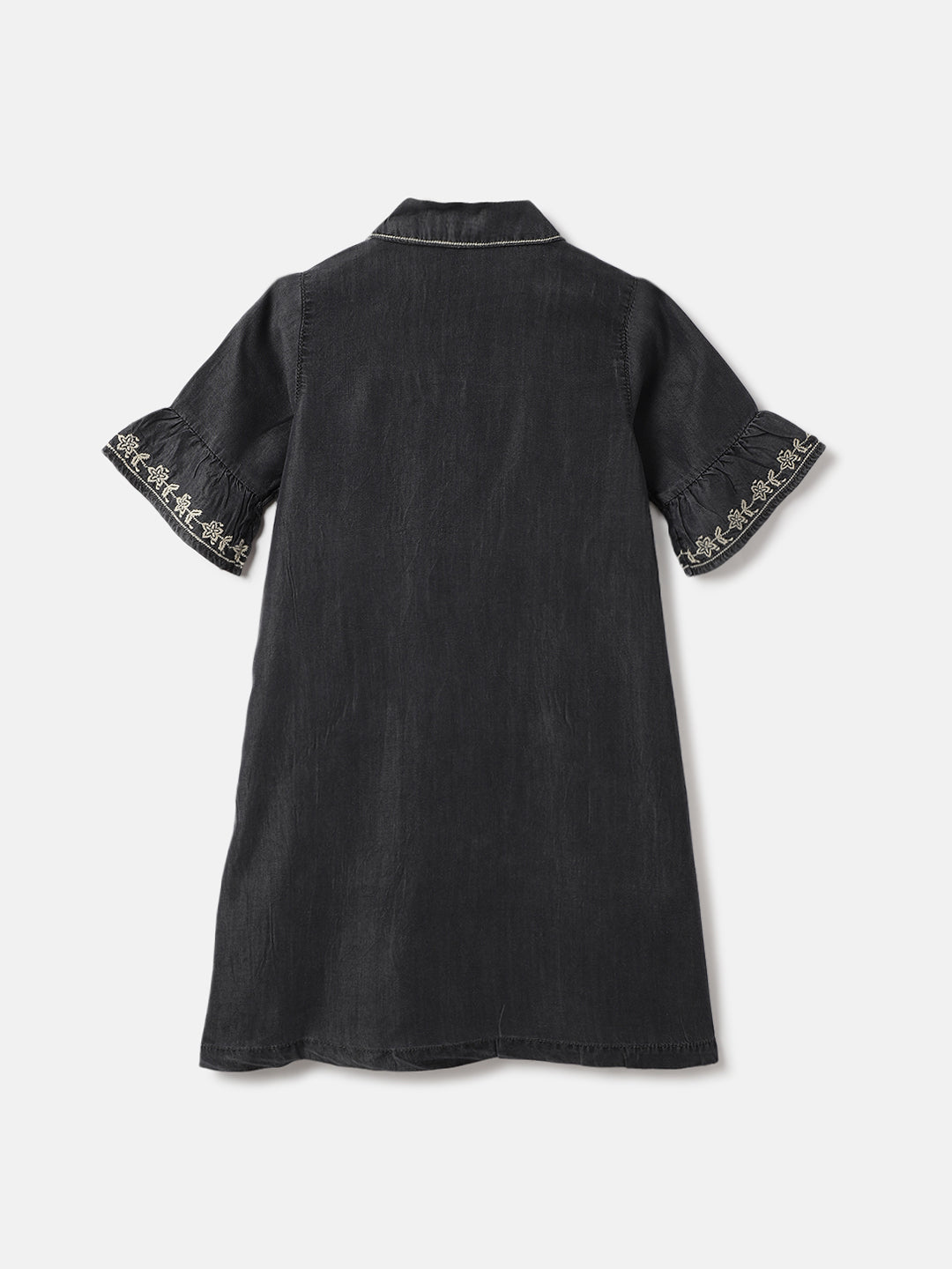 Elle Kids Black Woven V Neck Dress