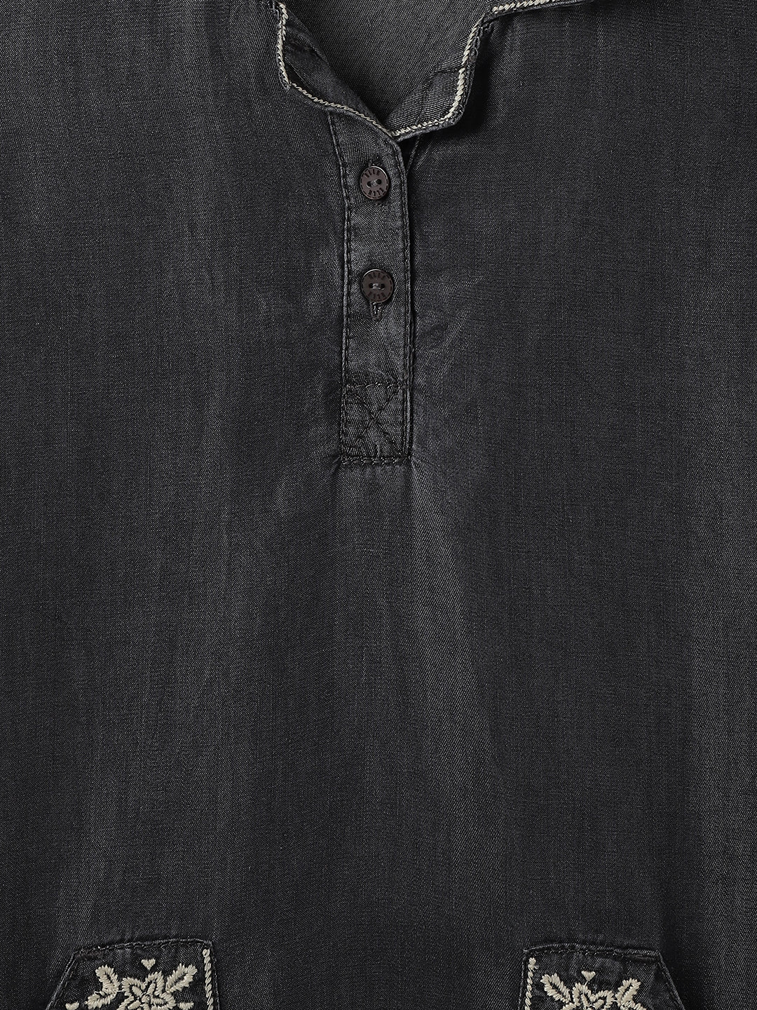 Elle Kids Black Woven V Neck Dress