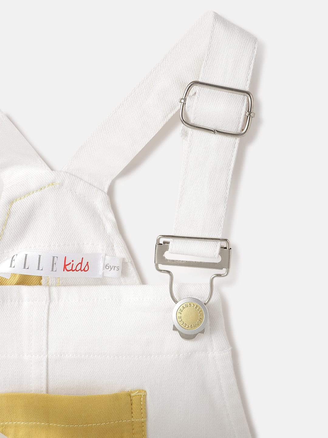 Elle Kids White Solid Square Neck Playsuit
