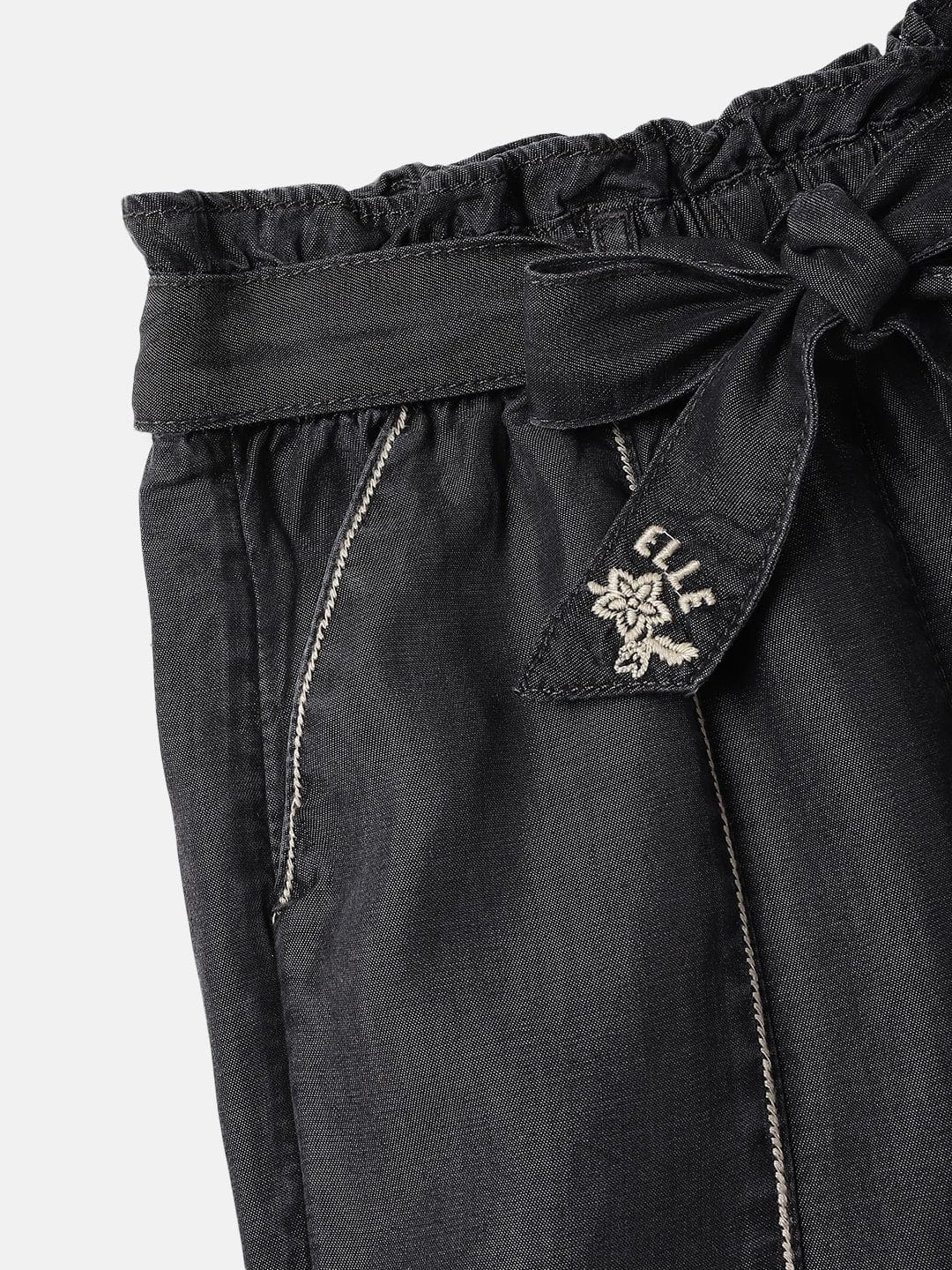 Elle Kids Black Relaxed Fit Solid Shorts