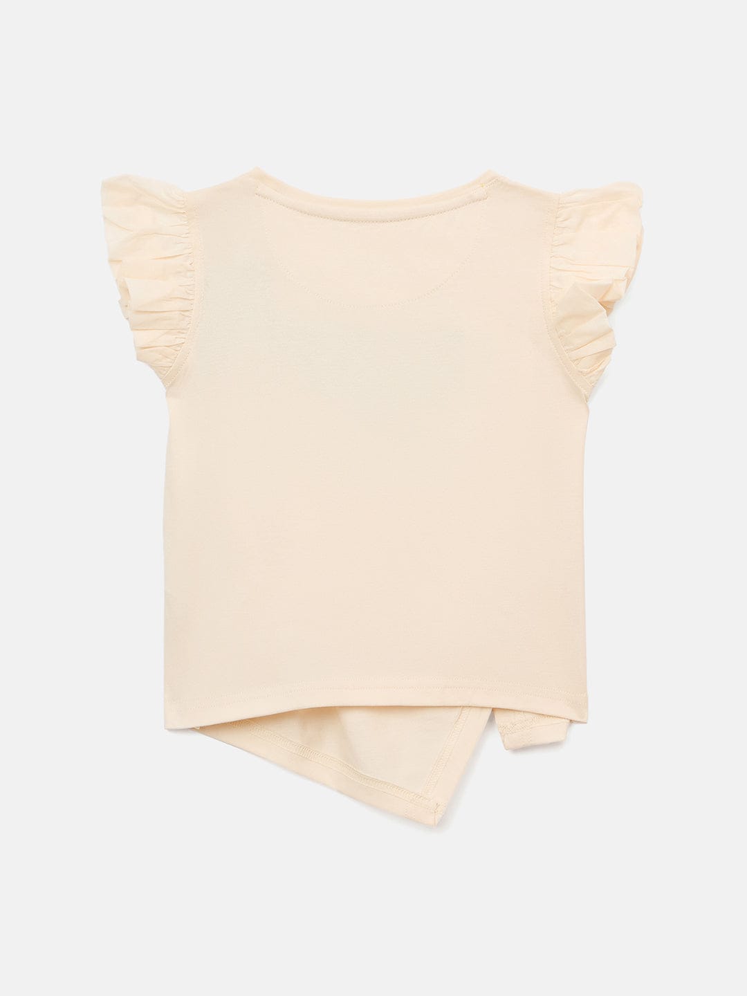 Elle Kids Cream Solid Round Neck TShirt