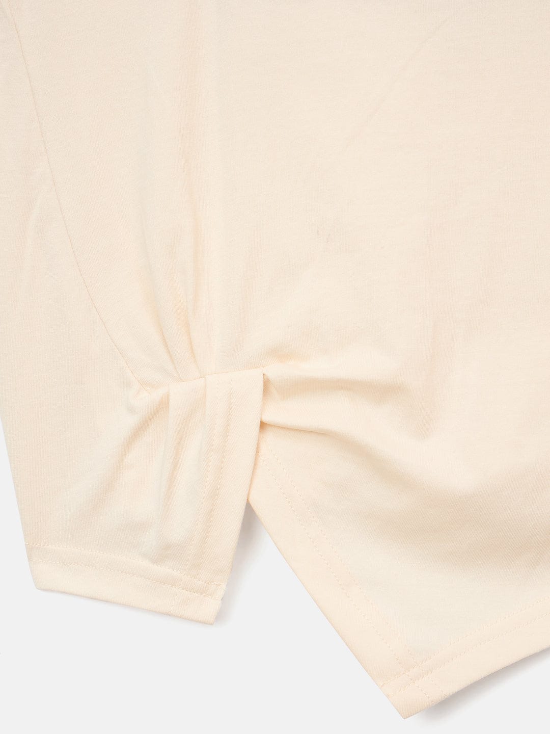 Elle Kids Cream Solid Round Neck TShirt