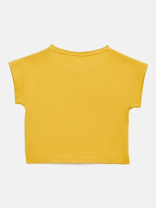 Elle Kids Yellow Solid Round Neck TShirt