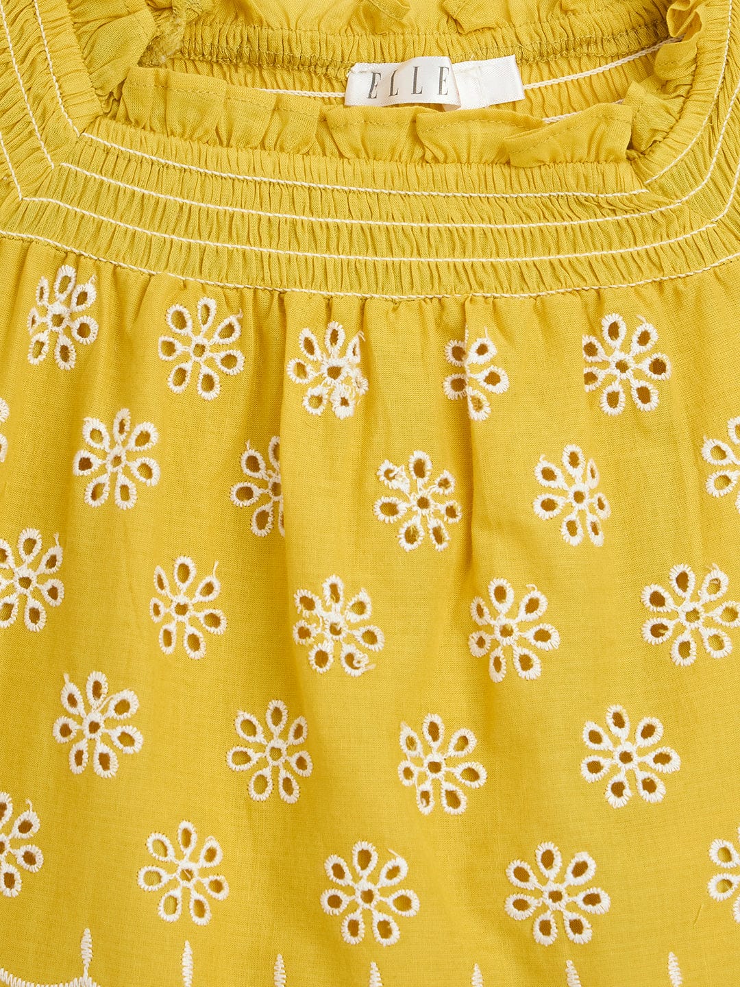 Elle Kids Yellow Solid Square Neck Top