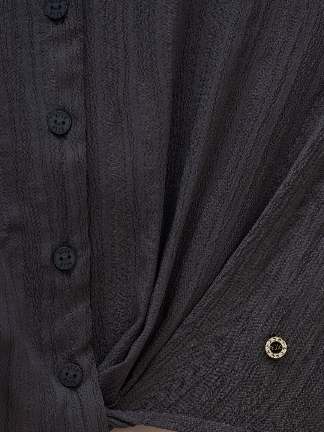 Elle Kids Black Solid V Neck Top