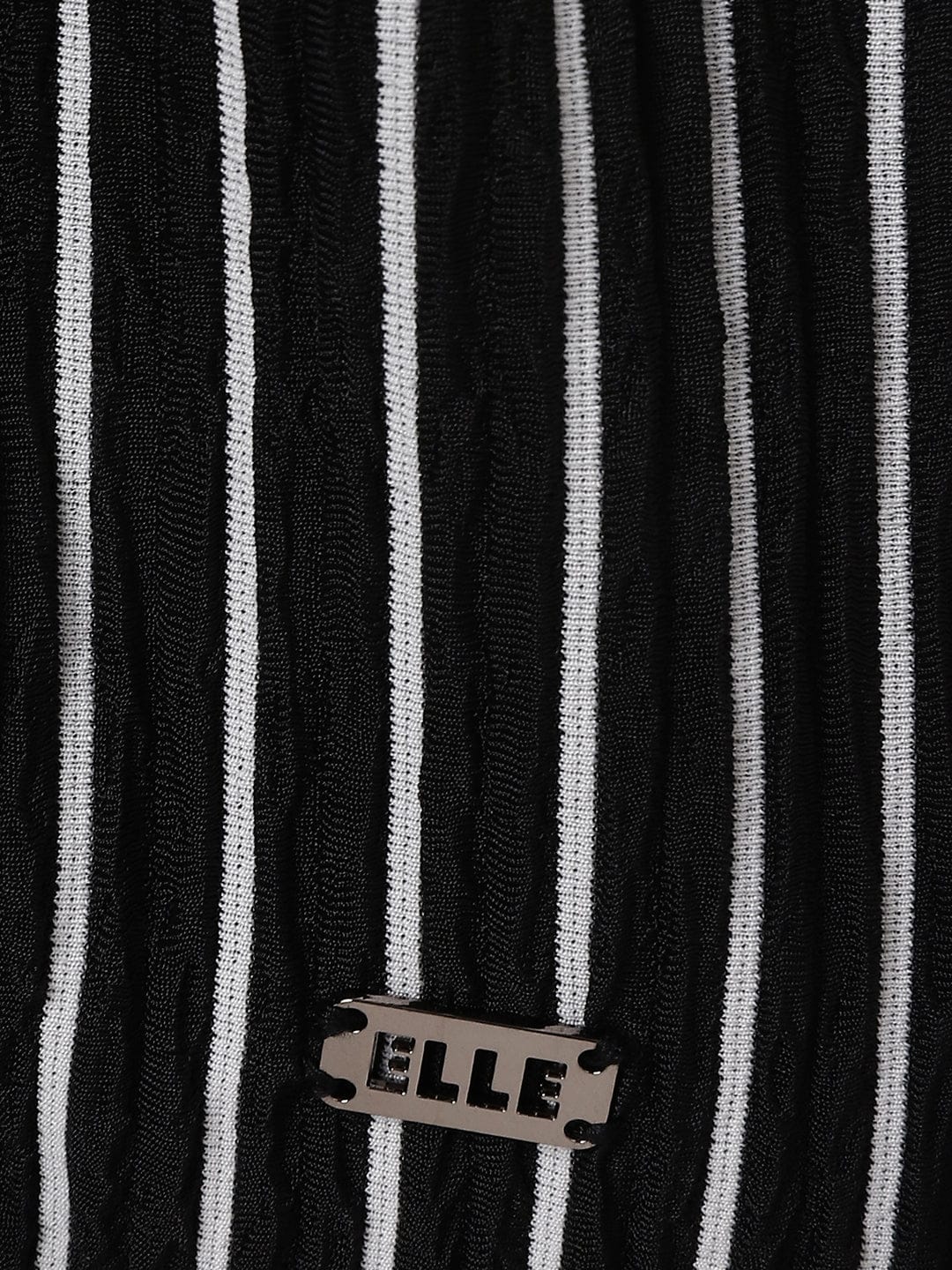 Elle Kids Black Striped Round Neck Dress