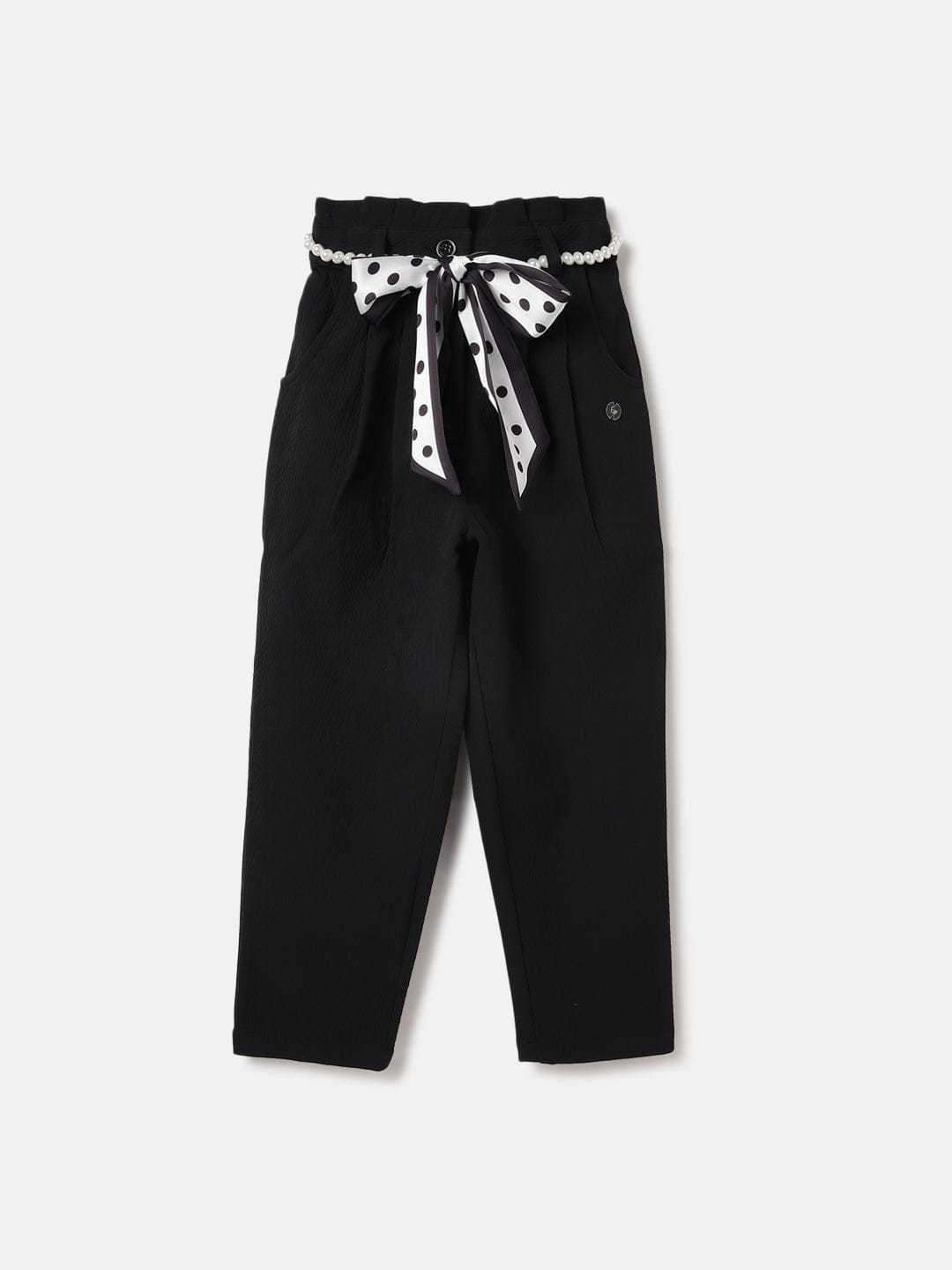 Elle Kids Black Straight Fit Solid Trouser