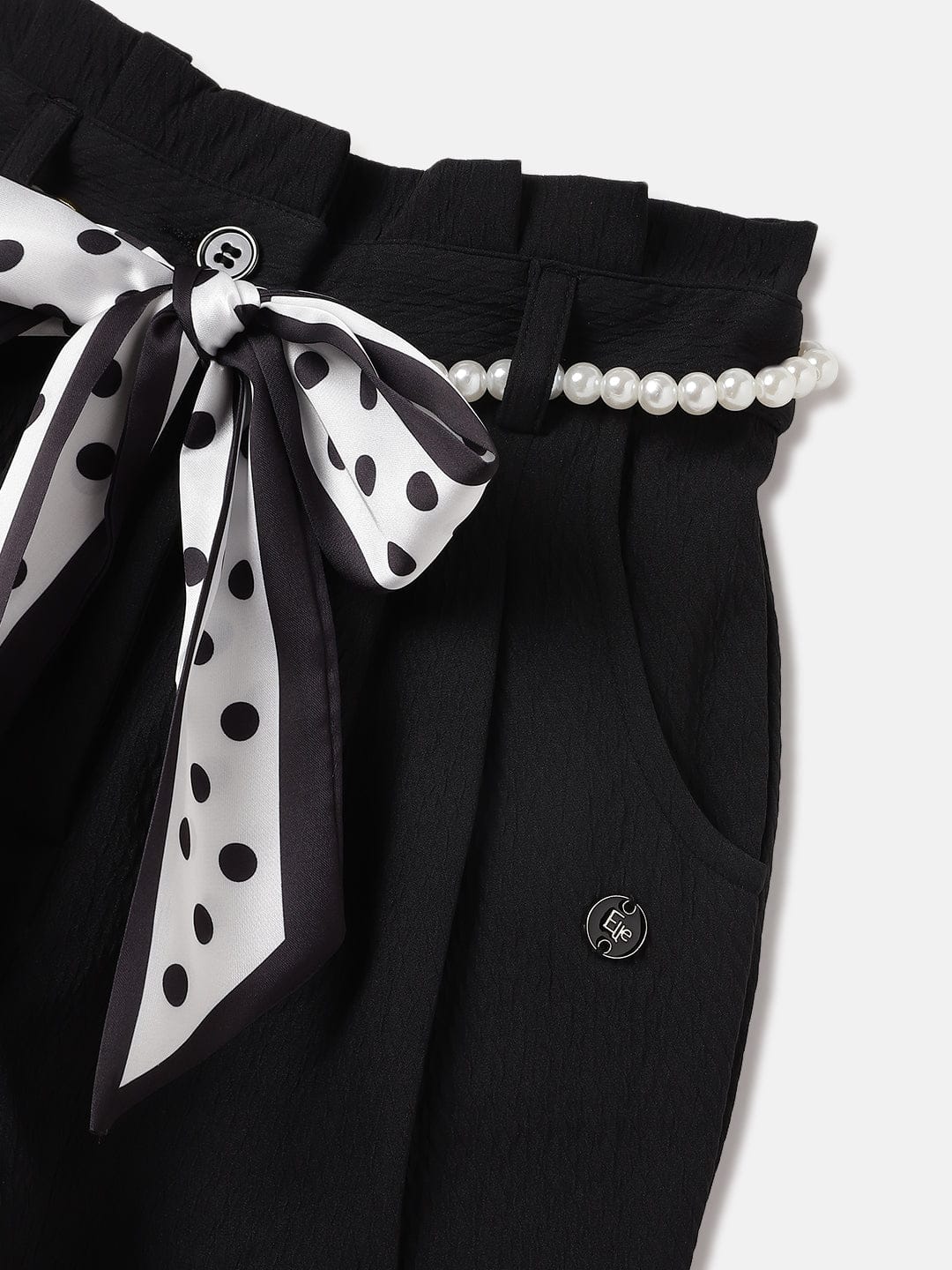 Elle Kids Black Straight Fit Solid Trouser