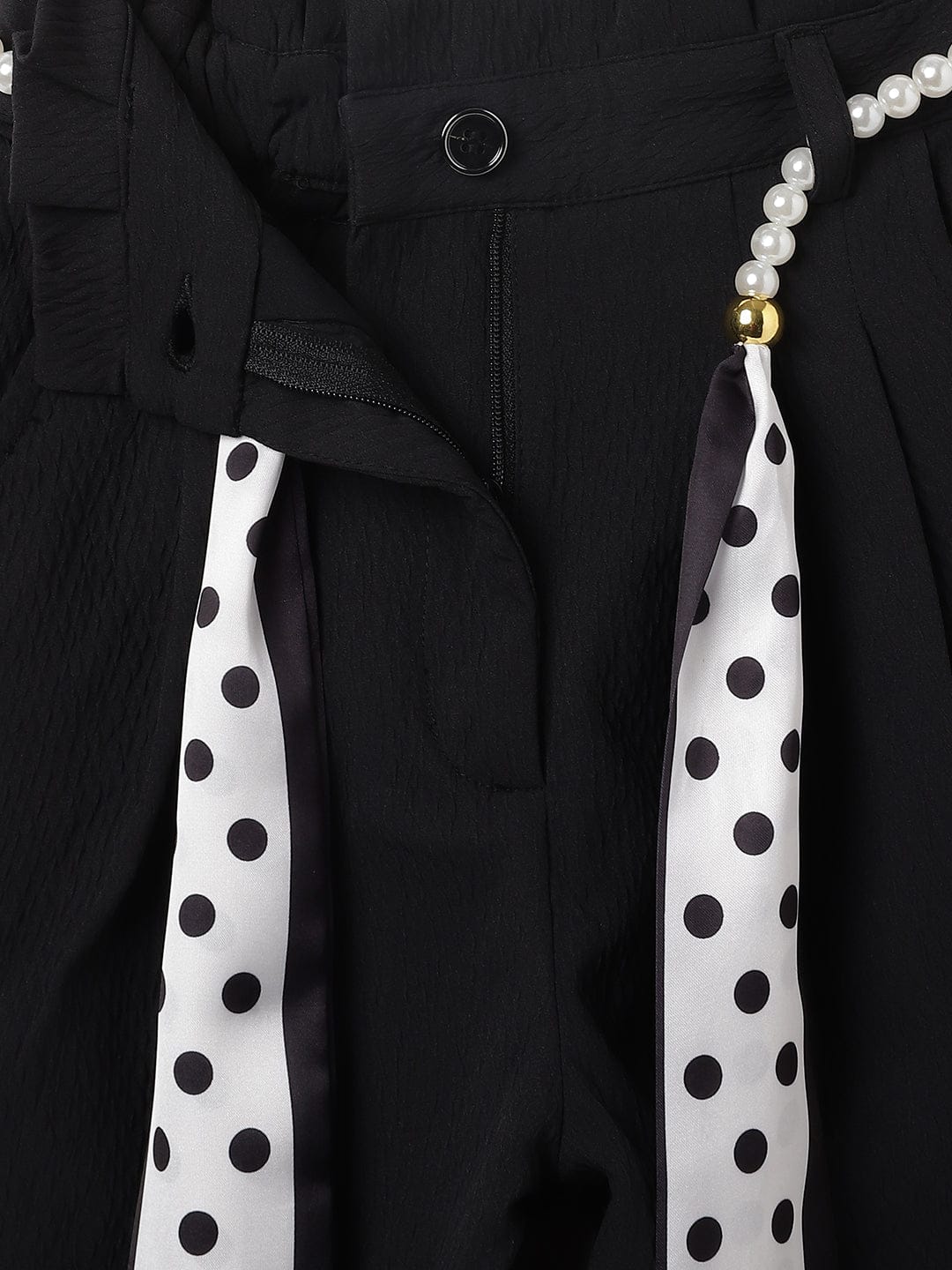 Elle Kids Black Straight Fit Solid Trouser