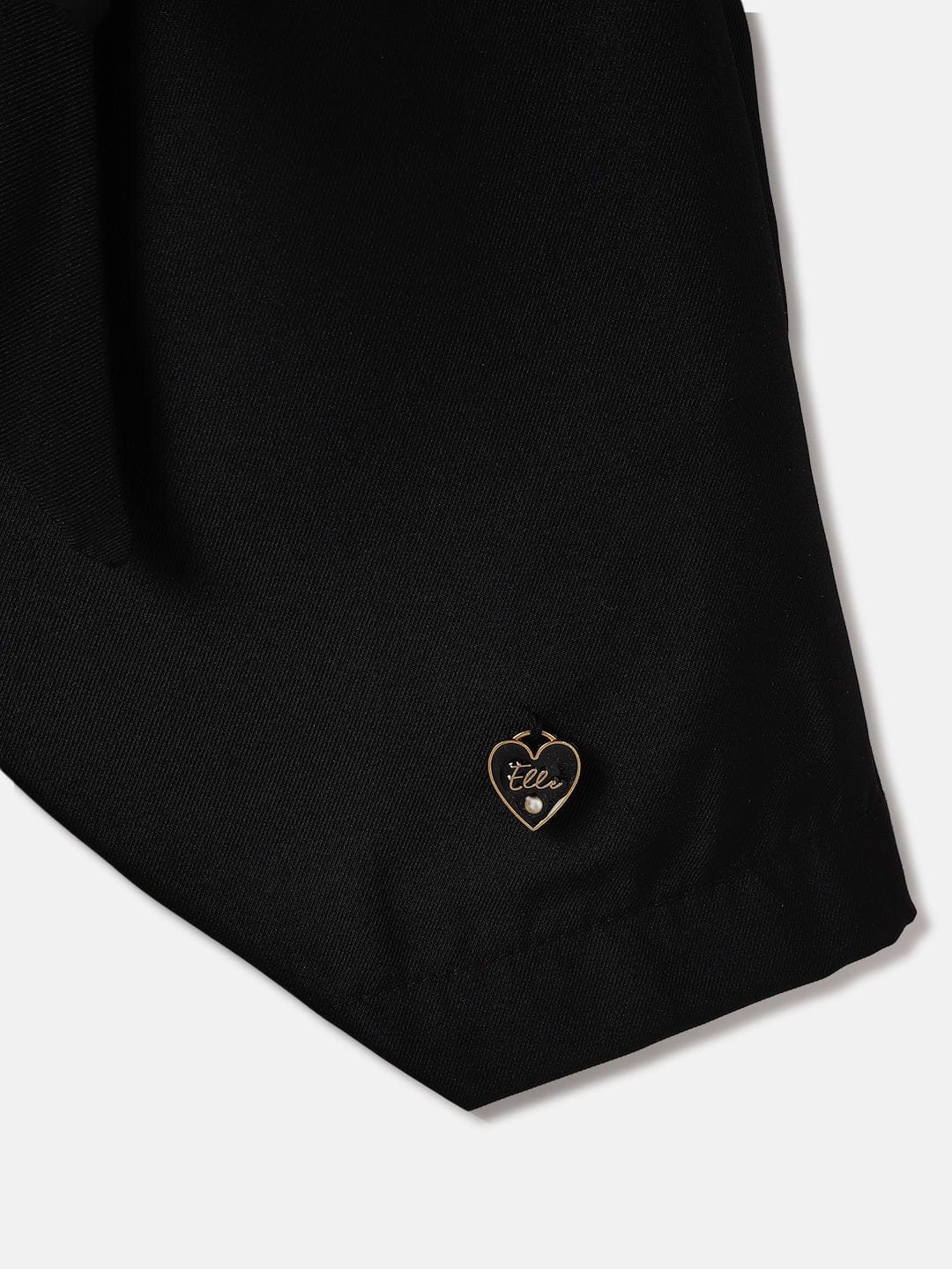 Elle Kids Black Solid V Neck Playsuit