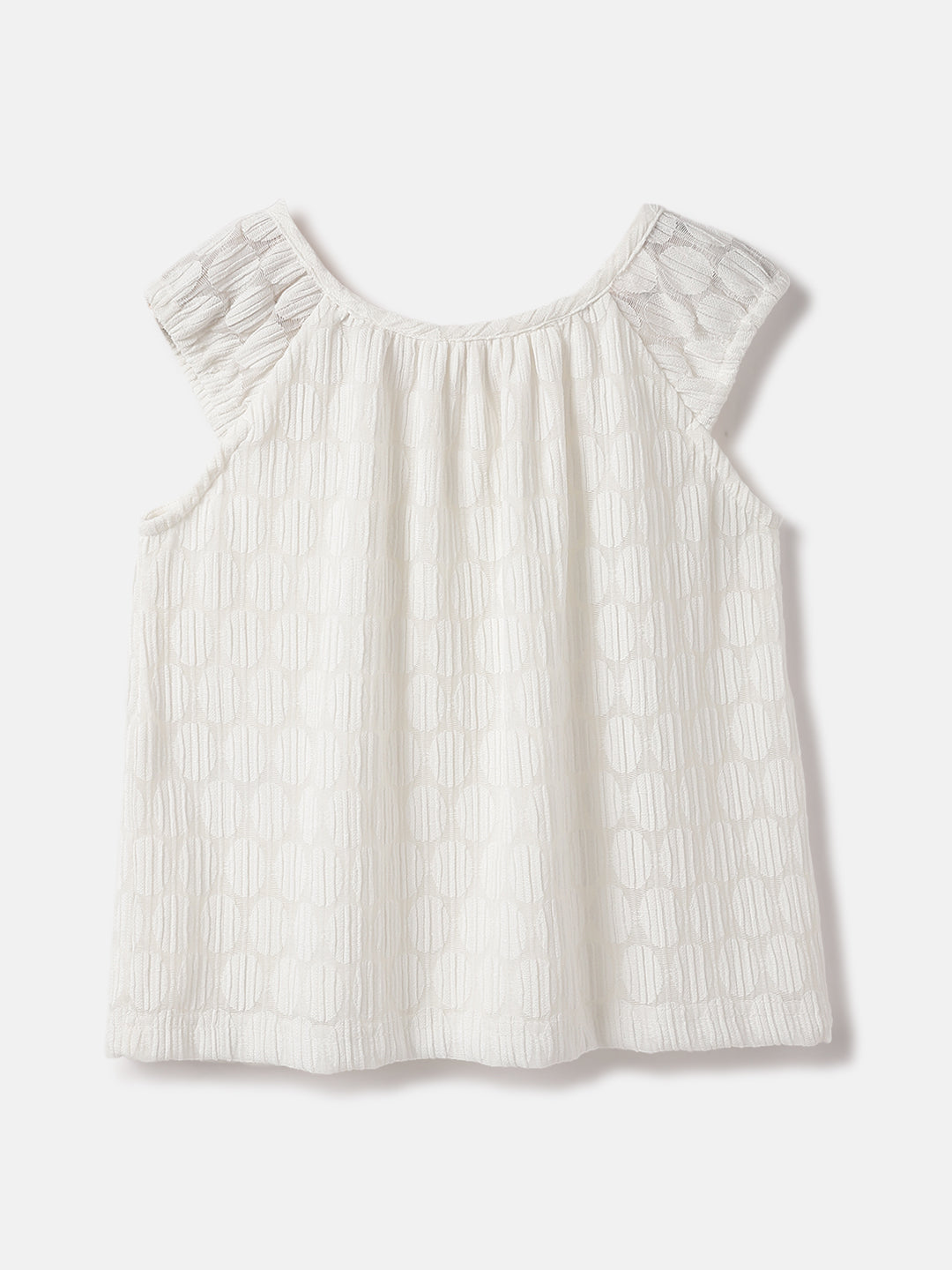 Elle Kids White Solid Round Neck Top
