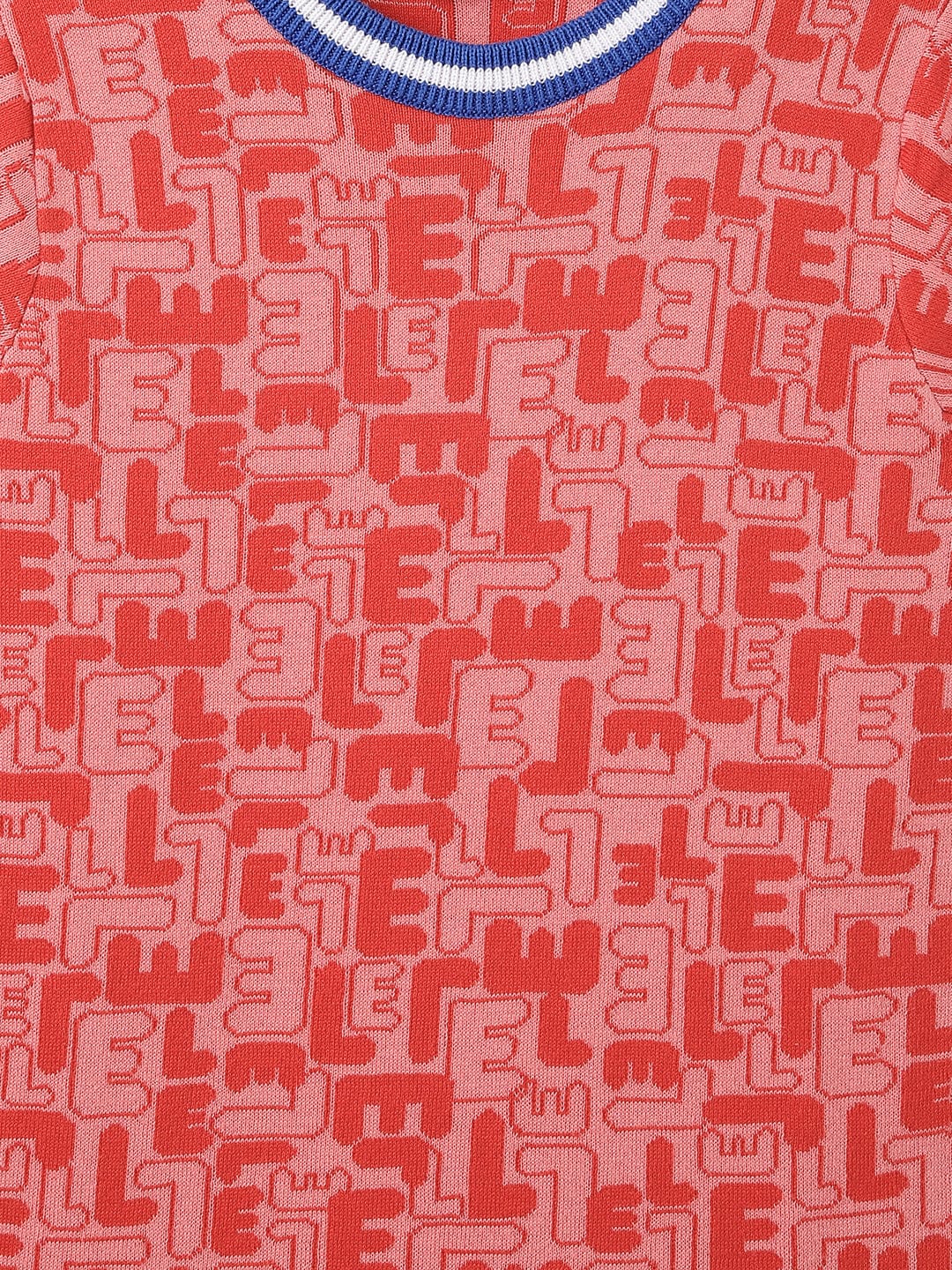 Elle Kids Red Jacquard Round Neck Dress