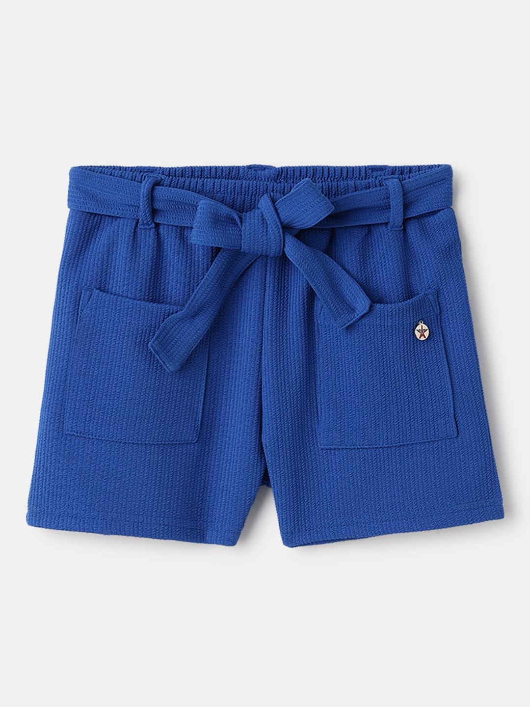 Elle Kids Blue Relaxed Fit Solid Shorts