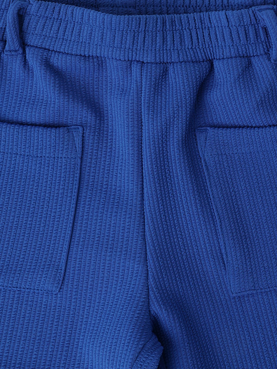 Elle Kids Blue Relaxed Fit Solid Shorts