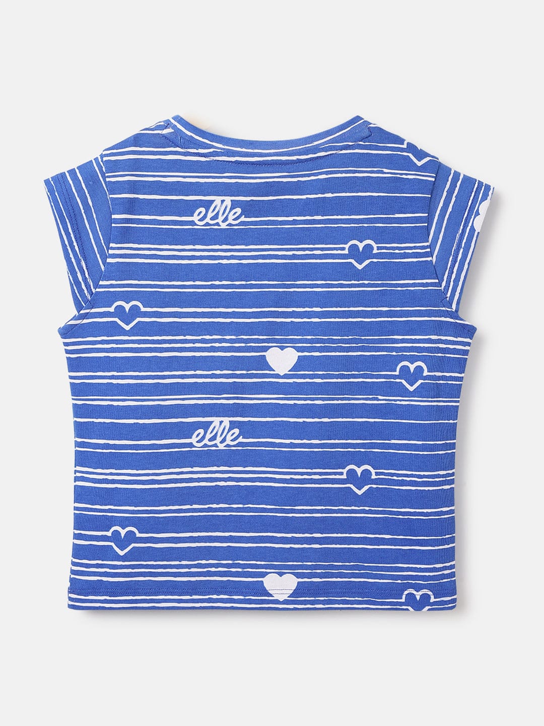 Elle Kids Blue Printed Round Neck Tshirt