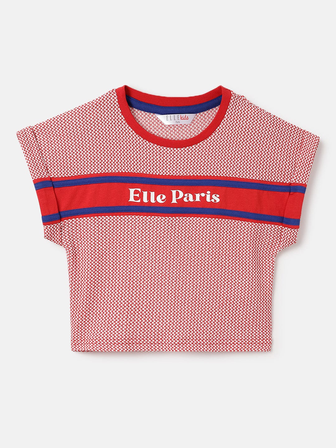 Elle Kids Red Yarn Dyed Round Neck Tshirt