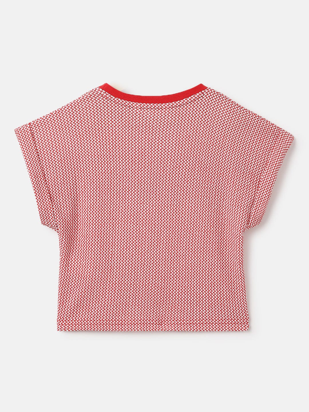 Elle Kids Red Yarn Dyed Round Neck Tshirt