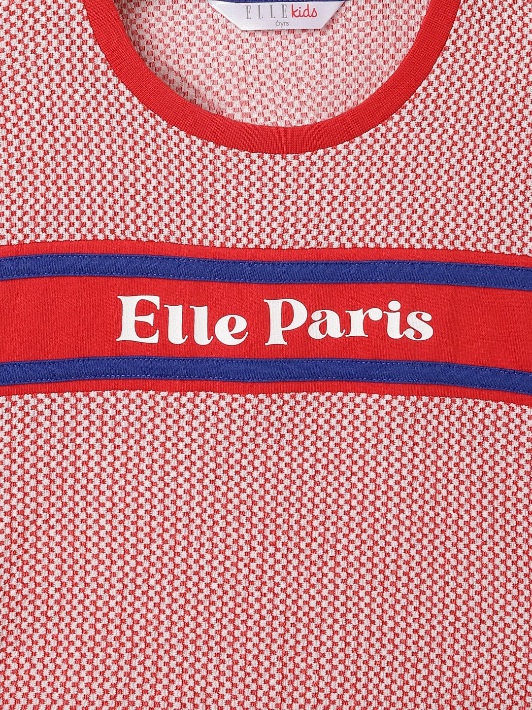 Elle Kids Red Yarn Dyed Round Neck Tshirt