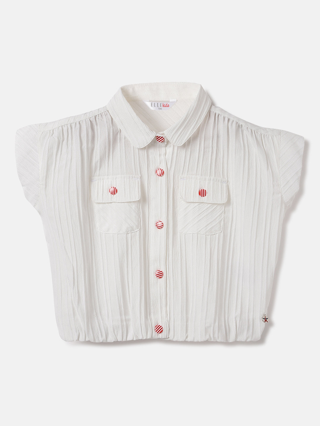 Elle Kids White Solid Round Neck Top