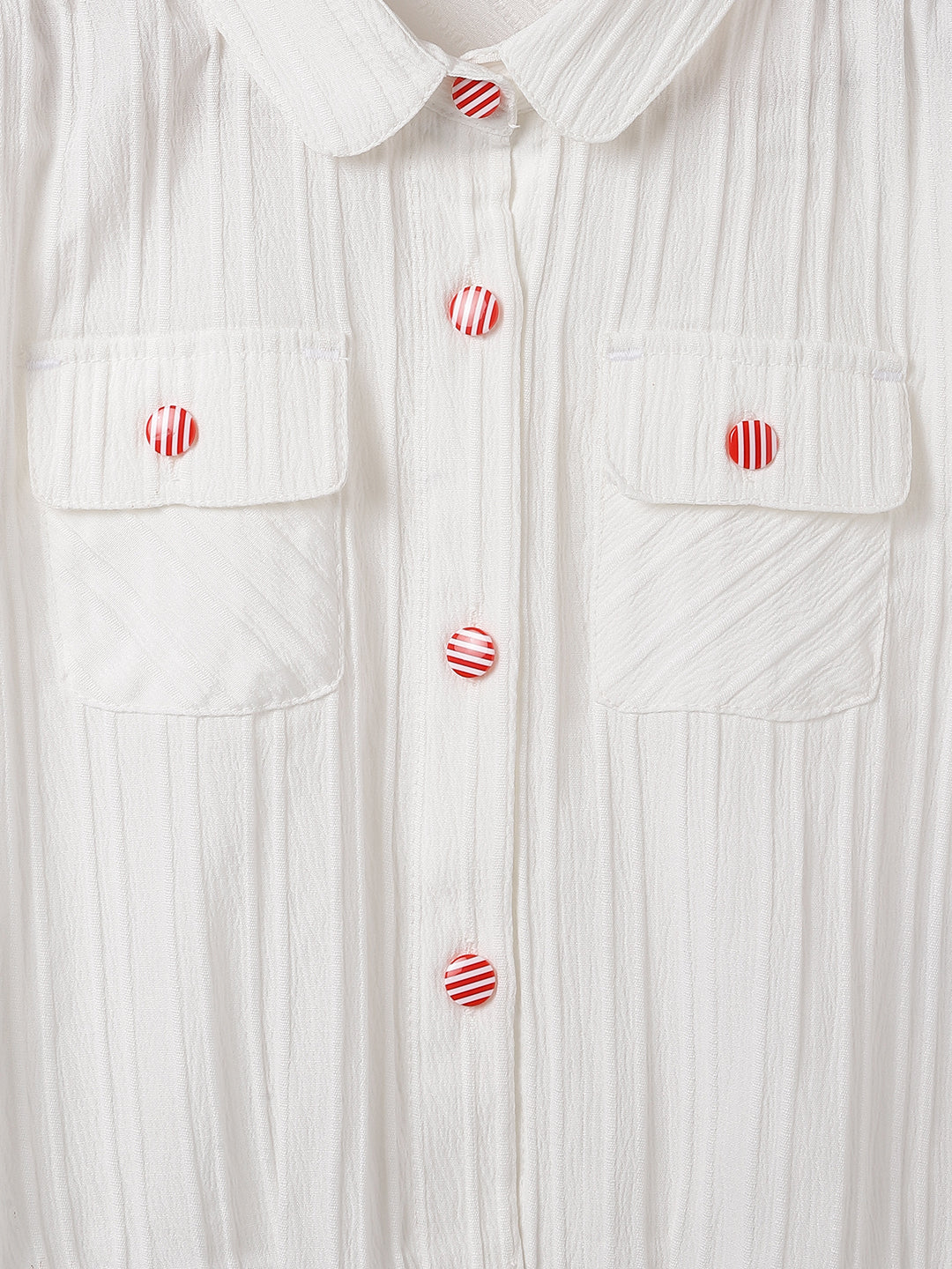 Elle Kids White Solid Round Neck Top