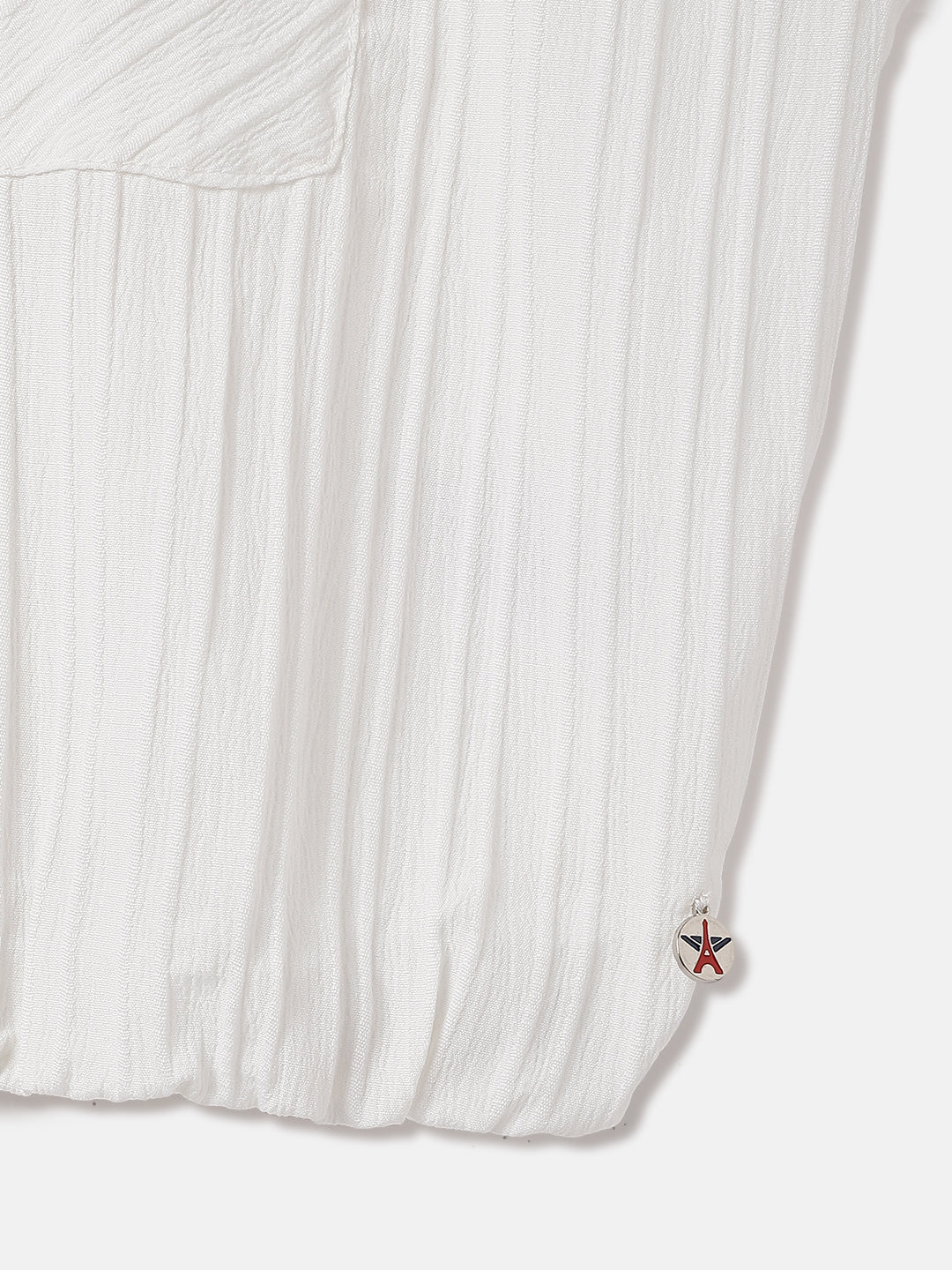 Elle Kids White Solid Round Neck Top